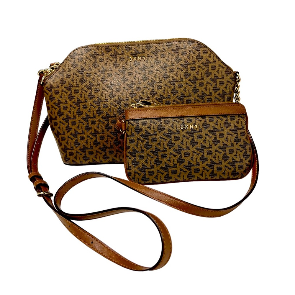 DKNY Women’s Corrie Signature Logo Dome Crossbody Bag with Matching Wristlet